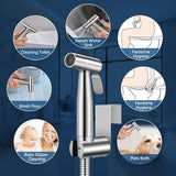 Bidet handdoucheset, premium geborsteld roestvrij staal, bidet sproeier voor douche, badkamer, hygiëne, toiletpapier, luierreiniging, met G1/2" ventiel en een G3/8"