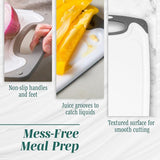 Kitchen Chopping Board Set of 3, Juice Grooves with Easy Grip Handles, BPA Free, Nonporous, Dishwasher Safe, Various Sizes (Set of 3, Grey)