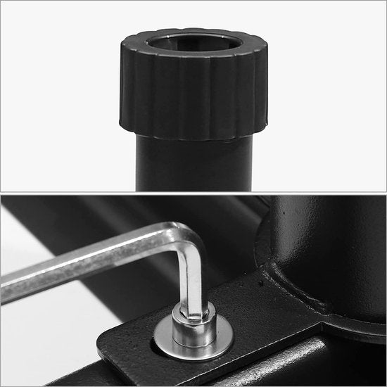 Plaatstandaard voor parasolstokken tot 38-48 mm, geschikt voor wegplaten/parasolstandaard (levering zonder platen), zwart