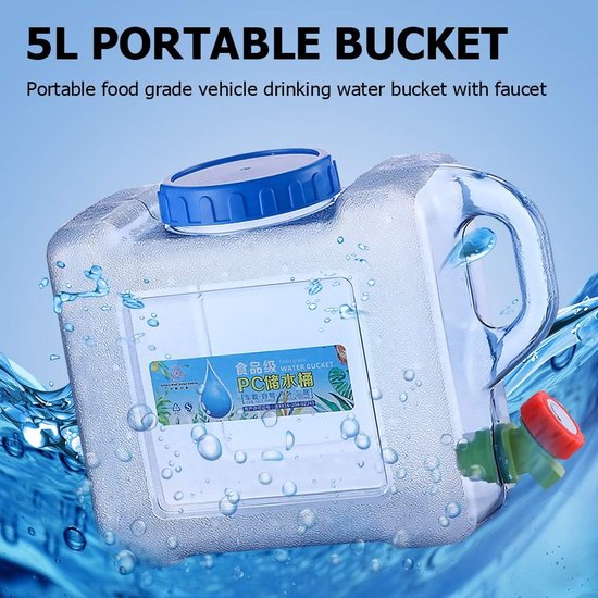 5 l ~ 22 l camping waterkan, waterreservoir met kraan, draagbare drinkwaterjerrycan, watertank camping met handgrepen, BPA-vrij, voor outdoor, reizen, thuis, drinker, opslageenemmer