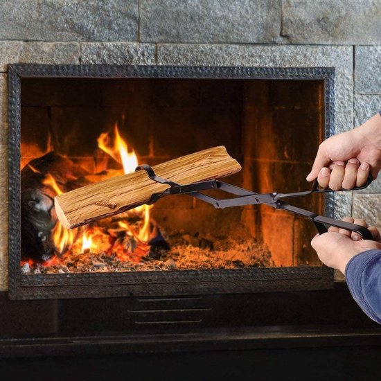 66 cm haardtang haardhouttang, zware belasting binnen, brandhouttang, log klauwgrijper voor houtkachel buiten, lang vastgelogd pincet voor kampvuur, kachels, kolentang