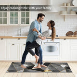 Keukentapijten, antislip keukenmatten, 2 stuks, wasbaar keukentapijt met schuifsticker, Comfort Runner-tapijtset voor keuken, stofdichte deurmat, zwarte geometrie