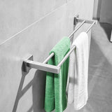 Handdoekhouder met vierkante basis van roestvrij staal 60 cm badkamer- / keukenaccessoires geborsteld nikkel