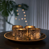 Set van 2 glazen theelichthouders kaarsglazen theelichtglazen cadeau cilindrische vorm koninklijk goud diameter 10 cm x hoogte 9 cm