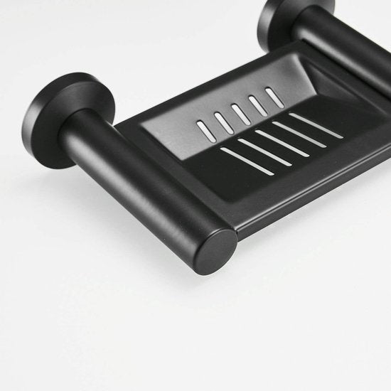 Zeepbakje Wandgemonteerde roestvrijstalen muur Badkamer Keuken Zwart Zeepbakje RVS Badkamer Muurhouder Mand Plank 12,4 cm