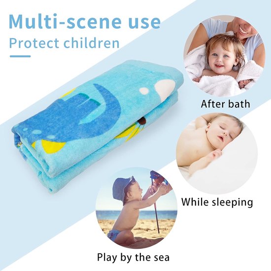 Badponcho met capuchon, voor kinderen, strandhanddoek met capuchon, cartoon, absorberend, strandhanddoek, kinderbadhanddoek met capuchon voor strand, zwemmen, douche, Dinosaurus 2, 58*58cm