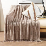 Gebreide deken met kwastje Effen bubbelpatroon Deken Gebreide deken Sprei Gooi bankdeken Decoratieve deken voor slaapbank 230x130cm