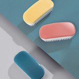 Handwasborstel, zachte borstel, 3 stuks kleurrijke handgehouden details bescherming reinigingsborstel gereedschap voor kleding, schoenen, tapijt, keukenspoelbak, badkamer, badkuip (geel, rood, blauw)