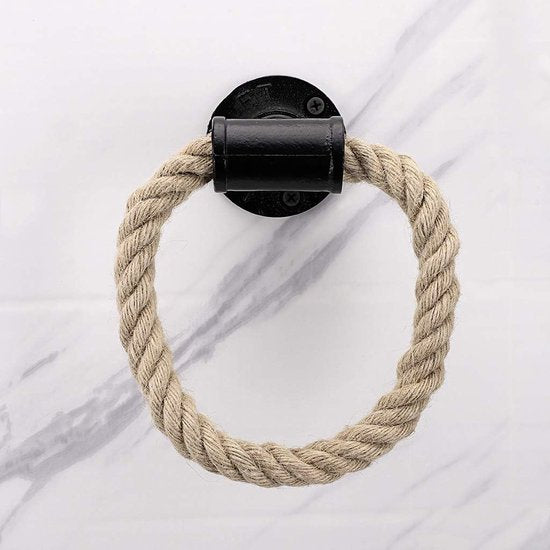 Nautische industriële pijphanddoekringhouder Wandmontage Rustieke handdoekenrek Badkameraccessoires