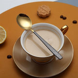 Bestekset, 30 stuks, glanzende gouden kopcoating met zwarte Marsgreep, roestvrij staal, titanium coating, messen, lepels, vorken, bestekset, bestekset voor 6 personen