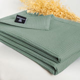 Premium sprei 150 x 200 cm - wafel piqué 100% katoen - lichte zomerdeken wafellook - katonen deken als sprei, bankdeken, bankdeken (mintgroen)