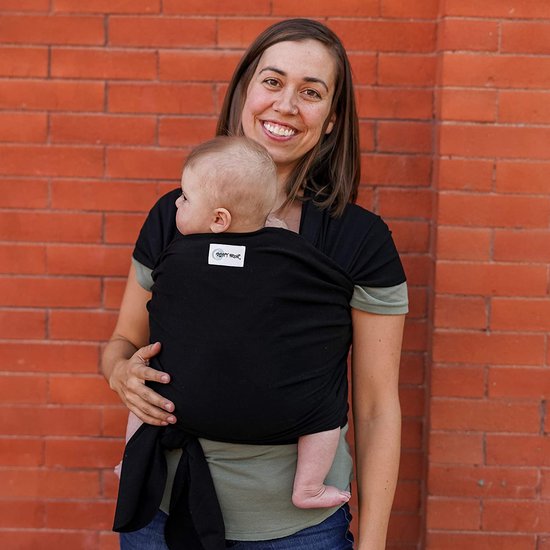 Draagdoek voor pasgeborenen - draagdoek voor baby's en peuters - gemakkelijk te knopen - draagzak voor pasgeborenen van katoen vanaf de geboorte tot 16 kg (zwart/zwart)