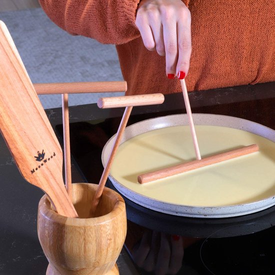 Pannenkoekenmaker - crEpes spatel - 4-delig hout (18", 13", 9" spreider en 30 cm lange houten spatel) praktische maten voor elke crEpefan - 100% natuurlijke en hoogwaardige crêpes maker