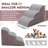 3 treden hondentrap voor kleine honden hondentrap voor bedbank 60cm hoge kattentrap voor oude katten spons huisdiertrap grijs