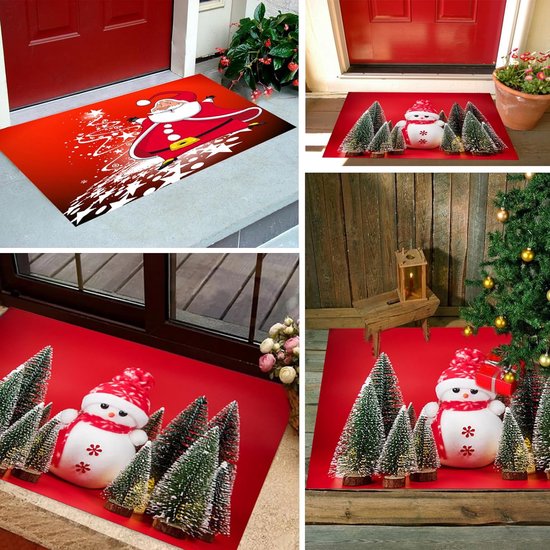 Kersttapijt, 2 stuks, antislip, kerstprint, tapijt, deurmat, badkamertapijt, wasbaar, badmatten, kerstdecoraties voor slaapkamer, keuken, badkamer