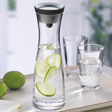 Glazen karaf, 1200 ml, glazen karaf, met deksel en tuit, waterkaraf, ijsthee kan sap, voor zelfgemaakte dranken, ijsthee, melk, koffie, wijn