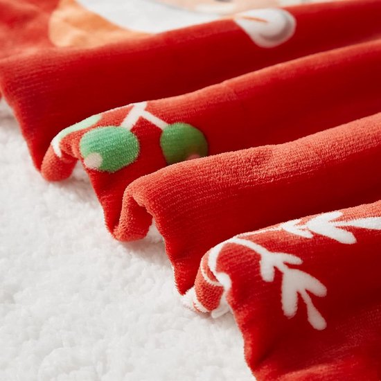 Kerstdeken, Sherpa deken, zacht, dik, warm, comfortabele fleecedeken, bankdeken, woondeken, bankdeken, flanellen deken, knuffeldeken, rood, kerstman, sneeuwpop, 127 x 152 cm