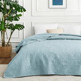 Sprei, 240 x 260 cm, spa, blauw, zacht bed, dekbed, lichte microvezel, sprei, bedsprei, 240 x 260 cm, moderne quilt met muntpatroon, voor alle seizoenen