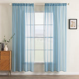 Voile-gordijn, transparant gordijn van voile, eenkleurig, met oogjes voor stang, luchtig deco-gordijn voor slaapkamer en woonkamer, set van 2, 175 x 140 cm (h x b), grijs blauw