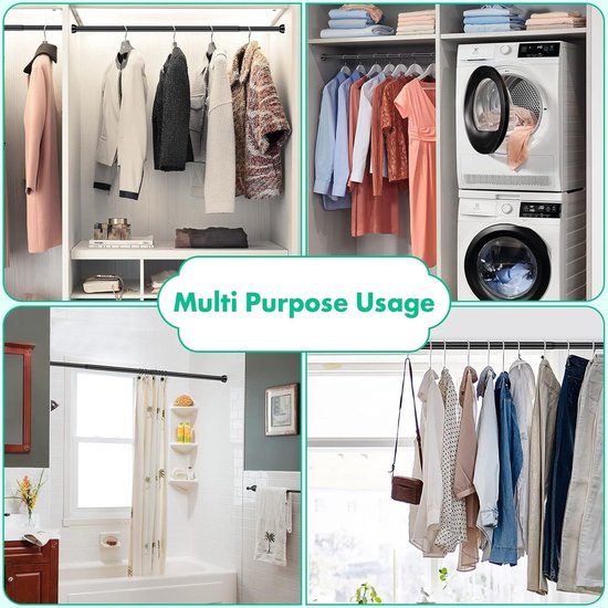 Kledingstangen, uittrekbare kledingstang 70-105 cm, kledingrek, kledingkaststang en accessoires voor het ophangen van kleding voor de slaapkamer.