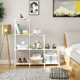 6 Plank Draadkubus Stapelbare Plank Kubus DIY Metalen Raster Plank Kubus Boekenplank Kubus Plank met Deuren voor Woonkamer, Slaapkamer, Badkamer Wit