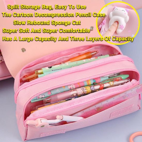 Etui met meerdere compartimenten en grote capaciteit voor tieners, meisjes, vrouwen, studenten en volwassenen