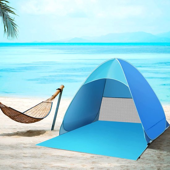 trandschelptent, draagbaar, extra licht strandtent, voor 2-3 personen, inclusief draagtas en tentstokken, uv-bescherming, strandtent voor familie, strand, tuin, camping