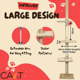 Krabpaal klimboom met bereik van vloer tot plafond, klimboom plafondhoogte verstelbaar, kattenboom kattenkrabpaal speelboom kattenmeubel kattenkrabtoren voor katten