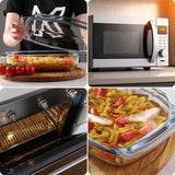 Ovenschotel van hittebestendig glas - vuurvast vat, glazen braadpan met deksel en handgrepen- servies om te braden, oven, elektrisch fornuis, voor lasagne & vlees - transparant, rechthoekig, 5L