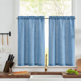 Vitrage bistrogordijn linnenlook raamgordijn gordijn gaas sjaals vitrage halftransparant raamgordijn keuken woonkamer landhuis set van 2 63 B x 60 H (cm) blauw