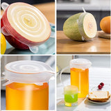 6 stuks rekbare siliconen deksels, 9 cm, herbruikbaar, BPA-vrij, siliconen deksel, universeel, rekbaar voor schalen, blikjes, honingglazen, fijnkostglazen