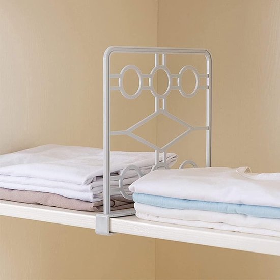 4 stuks kledingkast, plankverdeler, kledingkast, organizer, kastverdeler, plankverdeler, voor slaapkamer, badkamer, keuken en kantoor (grijs)