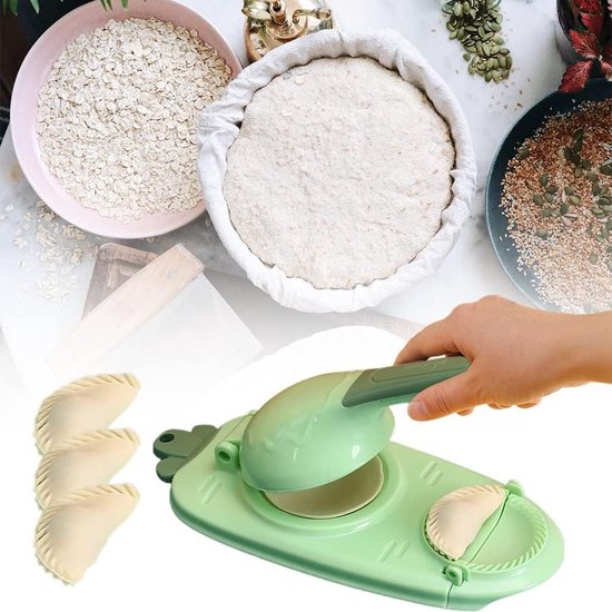 Dumpling Machine, 2 in 1 Dumpling Machine, Vorm voor Ravioli, Druk op de fabrikant van Dumpling Skin Wrap Mold Paste Press (groen)