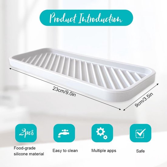 2 stuks spoelbakorganizer siliconen sponshouder sponsrek keuken witte afdruipmat slanke spoelbakorganizer badkamergootsteenplank afwassen instant droge gootsteenorganizer voor zepen, borstels