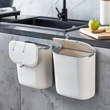 Keukenprullenbak met deksel 10L organische prullenbak hangende afvalverzamelaar kunststof wandgemonteerde prullenbak waterdichte compostbak voor keuken camper kast