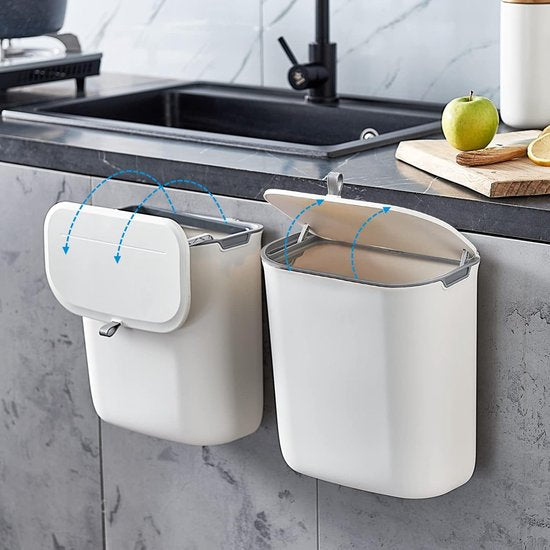 Keukenprullenbak met deksel 10L organische prullenbak hangende afvalverzamelaar kunststof wandgemonteerde prullenbak waterdichte compostbak voor keuken camper kast