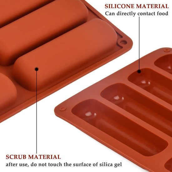 Pakket van 2 mueslirepen bakvorm siliconen mal met 8 holtes antiaanbakstaaf bakvorm, grote rechthoekige energierepen siliconen bakvorm voor mueslirepen muffin chocolade brownie cheesecake