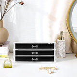 Acryl Sieraden Organizer Sieradendoos voor Dames Duidelijke Sieradenopslag Sieradendoos Sieradendoos met 3 Laden voor Oorbellen, Ringen, Armbanden - Zwart
