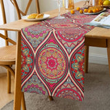 Boho-stijl - boho tafelloper bont ornament commode tafelloper voor restaurants, bruiloften, tafelkleden, tuintafel van linnen katoen - 33 x 183 cm