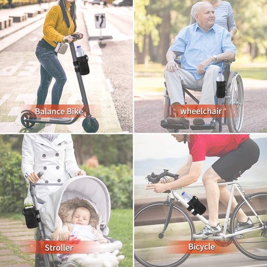 Bekerhouders, 2-pack oprolbare bekerhouders met gaasvak en koordvergrendeling, bekerhouderaccessoires voor ATV, kinderwagen, rolstoel, scooter, boot en golfkar