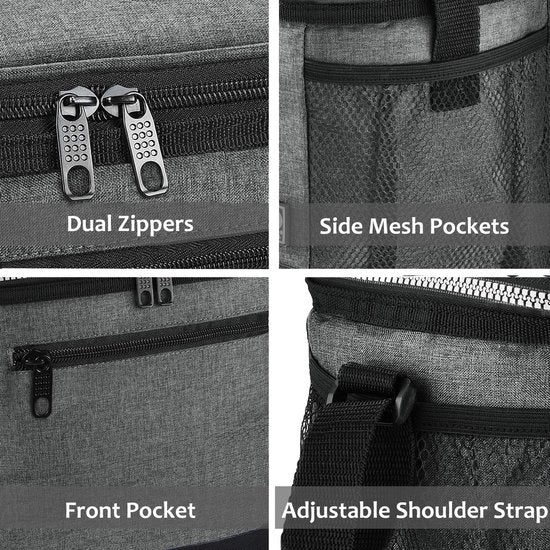 Geïsoleerde lunchtas voor heren, lunchtas van 7,8 l, koeltas, picknicktas met verstelbare schouderband, thermische tas, lekvrij, opvouwbaar voor werk, fitness, onderweg naar school