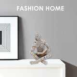 Figuur decoratie voor plank, 11 x 8 x 8 cm, kleine lezende vrouwen, gevormd sculptuur, gepersonaliseerd, handbeschilderd, lezen, schurk, desktop, boeken, rek, handwerk, standbeeld