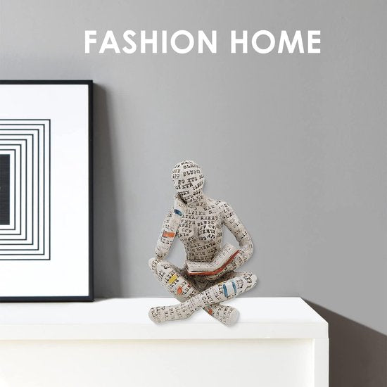 Figuur decoratie voor plank, 11 x 8 x 8 cm, kleine lezende vrouwen, gevormd sculptuur, gepersonaliseerd, handbeschilderd, lezen, schurk, desktop, boeken, rek, handwerk, standbeeld