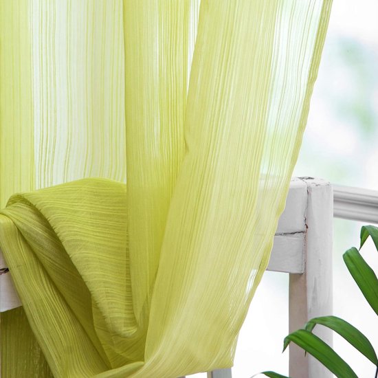 Groene voile gordijnen lijn 140x245cm set van 2, transparante ogen gordijnen met gordijnhouder