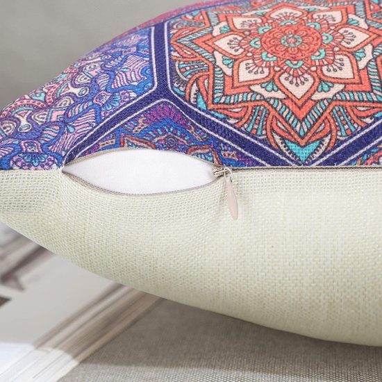 Pack of 4 Waterproof Cushion Covers Cotton Linen 30 x 50 cm Waist Pillowcase Sofa Cushion Retro Mandala Cushion Cover for Home Sofa Outdoor Garden Living Room Bedroom 12 x 20 Inches