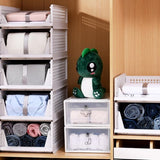 Pack of 3 Organiser, Wardrobe Stackable, Stackable Wardrobe Storage Box, Wardrobe Storage Boxes, Foldable Storage Boxes, Drawer Plastic Shelf Basket, 43 x 33.5 x 18.5 cm