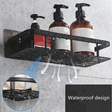 Doucheplank met 4 haken Badkamerplank zonder boren Zelfklevende roestvrijstalen muurmanden Opbergrek voor badkamer 2 stuks