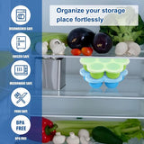 Siliconen babyvoedingcontainers 4-pack 7 compartimenten x 40 ml met 2 siliconenlepels voor eenvoudige zelfgemaakte voedselopslag BPA-vrij groen + blauw