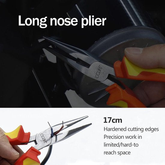 Professionele 4-delige tangset universele combinatietang 170 mm punttang 170 mm zijsnijder 160 mm waterpomptang 250 mm voor huishouden, werkplaats gereedschap tangen handgereedschap