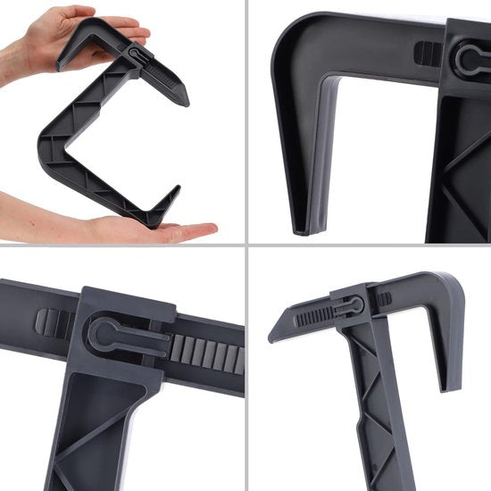 KADAX - Verstelbare bloembakhouder zonder boren, balkonbakhouder in set - verstelbare haken en houder voor bloembak, bloembakhouder voor balkon en vensterbank - 3 stuks, Grafiet